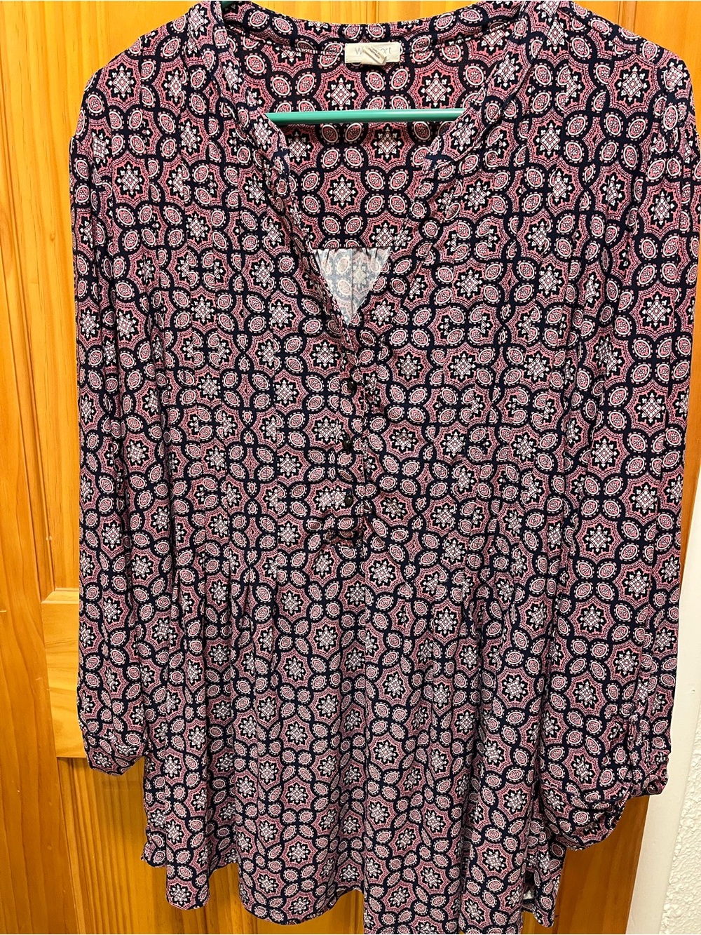 Westport Pink and Navy Geometric Tunic Top